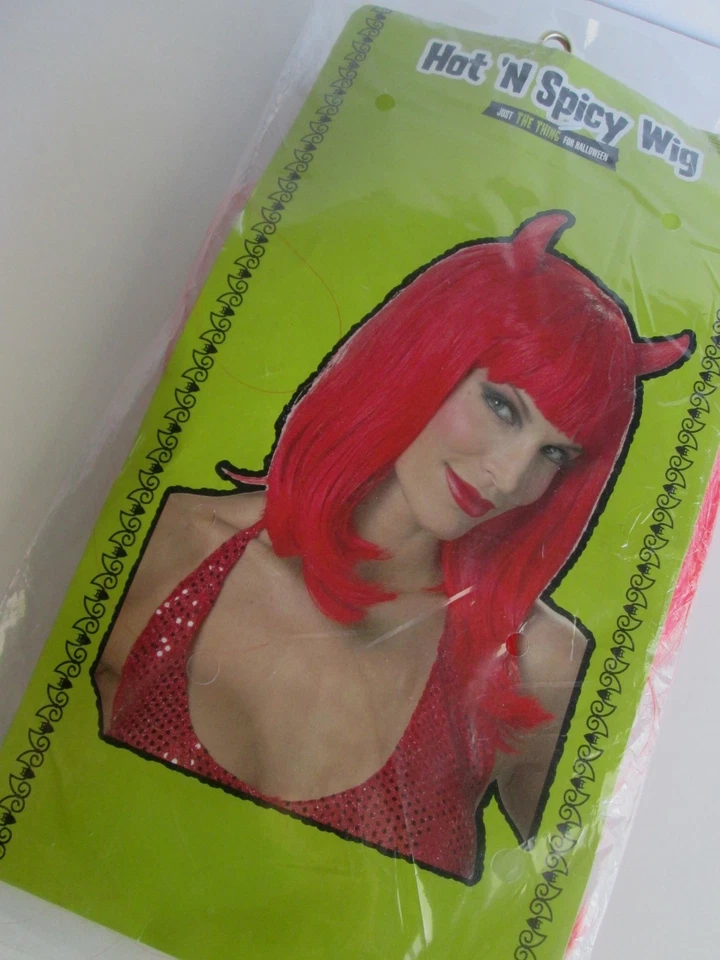 Hot 'n Spicy DEVIL Disfraz Peluca con Cuernos Rojo Nuevo Pageboy Vampiro VAMPIRO  Foto 1 de 1