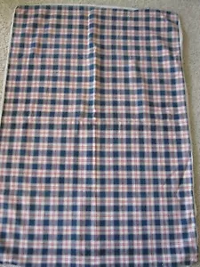 Antique European Hand Woven Homespun Plaid Linen Bolster Cover Red Blue White - Picture 1 of 10