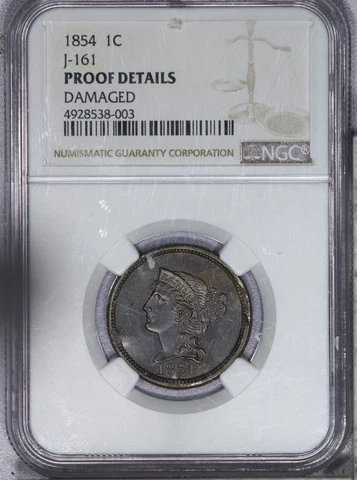 1854 Cent 1c Pattern Proof J-161 NGC Proof Details LB Cover