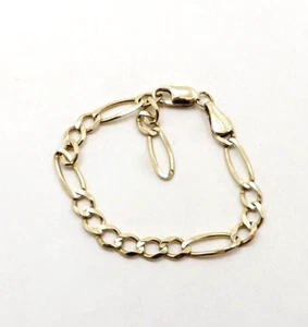 10k Gold Figaro Link Grow With Me Baby Bracelet or Chain Extender 5in - Picture 1 of 6