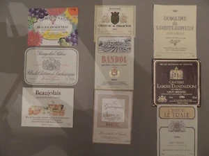 9 Collectible labels of French wines Bandol 1991- Haut Medoc 1986- Beaujolais - Picture 1 of 5