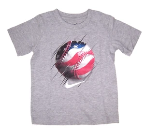Nike Little Boys Size 4 Short Sleeve T-Shirt NWT Patriotic Hardball Gray - Picture 1 of 4