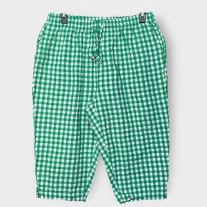 Woman Within Pull On Capri Pants Size 18WP Green Gingham Pocket 100% Cotton - Picture 1 of 11