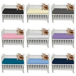 2X super weiches Laken 100 % Baumwolle Jersey dehnbar Kinderbett Passbettlaken/Kissen Paar - Bild 1 von 2