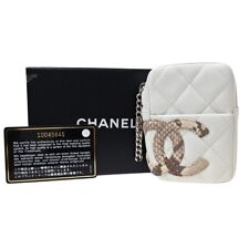 Chanel Cambon White Leather Clutch Bag Authentic