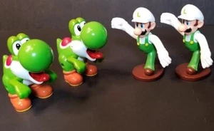 Mcdonalds Happy Meal Super Mario LUIGI Fireball Tosser Toy #7 & YOSHI #2 LOT 4 - Picture 1 of 7