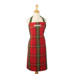 Grembiule chef nuovo con etichette DII 100% cotone UNISEX Buon Natale rosso verde a quadri - Foto 1 di 1