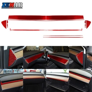 16x Red Carbon Fiber Full Set Dashboard Cover Trim For Tesla Model 3 Y 2017-2022 - Bild 1 von 20