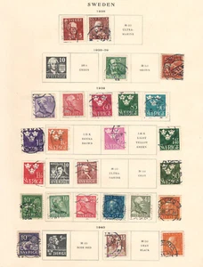 Estampillas usadas muy finas de SUECIA 1938-1940 de álbum antiguo de calidad - Imagen 1 de 1
