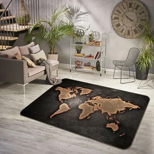 Alfombra antideslizante 3D negra Trace P5325 mapa del mundo elegante alfombra fotográfica Kay - Imagen 1 de 5