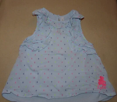 Haut débardeur t-shirt d'été léger sans manches coton bleu clair fille 3 ans TBE - Photo 1/4