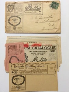 c.1900 UNITED STATES ADVERTISING ENVELOPE SHELL NOVELTY JEWELRY W/ CONTENTS - Foto 1 di 6