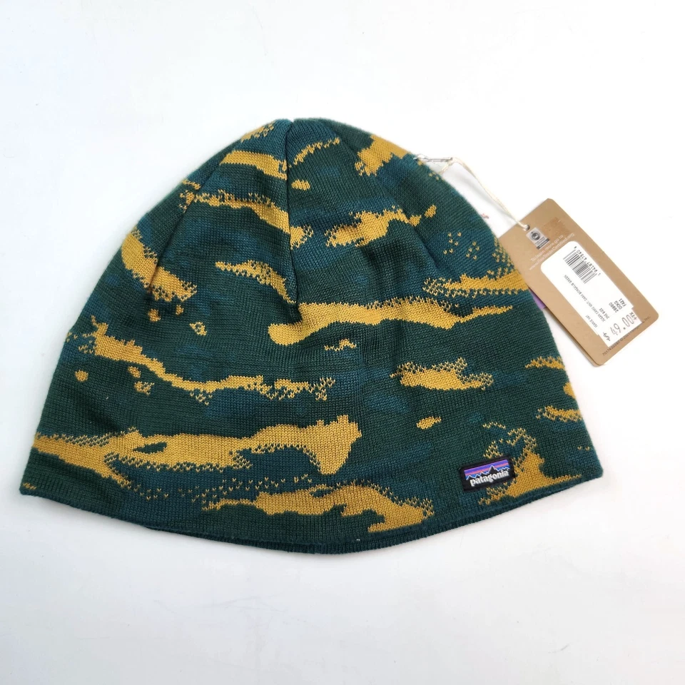 Patagonia 28860 Beanie Hat Ocean Camo Knit Dark Borealis Green