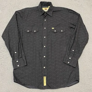 Camisa Larry Mahan Para Hombre Pequeña Gris Negra Paisley Perla Snap Colección Vaquero - Imagen 1 de 14