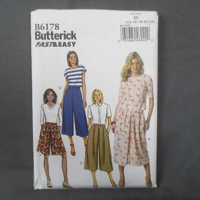Butterick Sewing Pattern B6178 Misses Culottes Pants Size E5 14-22 Uncut - Image 1 of 3