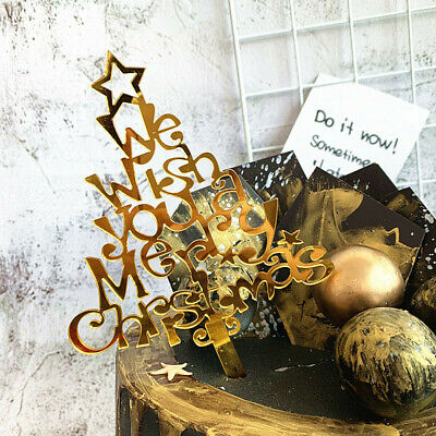 Acrylic Cake Topper We Wish You A Merry Christmas Gold • 5.50$