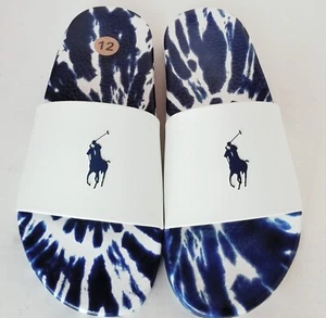 POLO RALPH LAUREN Signature BIG Pony Slide Tie Dye Blue Slide Sandalen Gr. 12 NEU - Bild 1 von 5