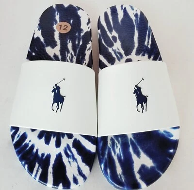 Sandalias Polo Ralph Lauren Signature GRANDES Pony Slide Tie Dye Azul Talla 12 NUEVAS Foto 1 de 4
