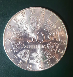 MONEDA DE PLATA DE 50 CHELINES AUSTRIA 1974 SIN CIRCULAR - Imagen 1 de 2