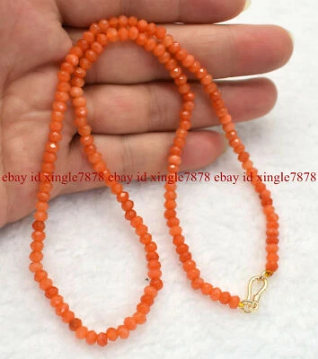 Collar de cuentas de piedras preciosas rondelle topacio naranja facetado de 2x4 mm 20"  Foto 1 de 4