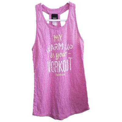 Camiseta deportiva Reebok rosa ligera ajuste relajado espalda deportiva - talla S - WCac012 Foto 1 de 4