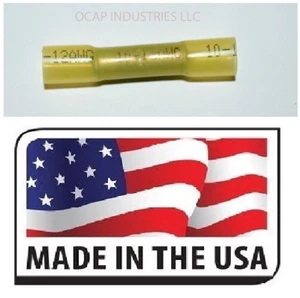 (500) 12-10 ga. YELLOW 3M HEAT SHRINK BUTT WIRE CRIMP CONNECTOR MARINE GRADE - Picture 1 of 2