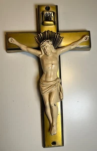 Antique Metal Crucifix Cross International Catholic Hardware ICH Co Chicago IL - Picture 1 of 18