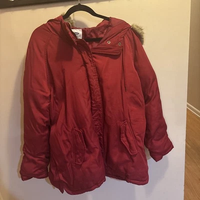 Old Navy red coat with blue trimmed hood size 2X - Image 1 of 4