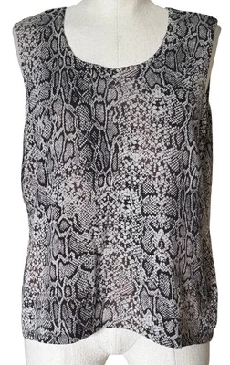 Chico's шелковая смесь без рукавов раковина бак питон животное печати коричневый серо-коричневый 3 16 XL - Изображение 1 из 4