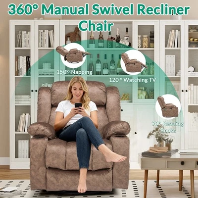 Mecedora deslizante giratoria manual sofá reclinable de masaje sobrecargado calor de cintura Foto 1 de 4