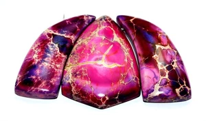 Purple Jasper Sea Sediment Turquoise CABOCHON 3 PCS Beads Set Imperial Cabs - Picture 1 of 8