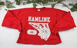 VTG Champion Reverse Weave Red Crewneck Hamline Cropped Sweatshirt Size XL - Picture 1 of 8