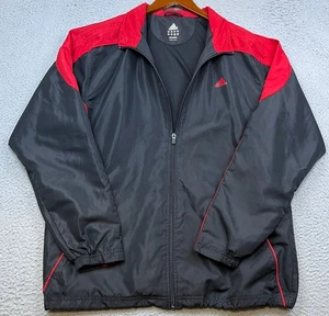 Adidas Track Jacket Mens Large Red/Black Full Zip Hidden Hoodie 3 Stripes Active - Picture 1 of 11