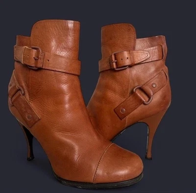 Mujer BALENCIAGA Botines Cuero Marrón con Hebilla Talla 37 Foto 1 de 4