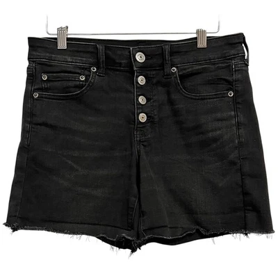Pantalones Cortos American Eagle Para Mujer 8 Negros Midi Siguiente Nivel Elastizados Botón Mosca Dobladillo Crudo Foto 1 de 4