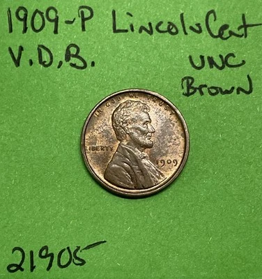 1909-P VDB Lincoln Wheat Cent 1c Uncirculated Brown Some Traces Of Color - Image 1 of 3