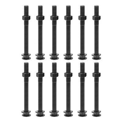 Boulons tête ronde collet carré M12x130mm 12ens, acier inox 304, noir - Photo 1/4