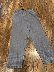 Saddlebred Herren Pyjamahose M blau weiß Gingham Baumwolle Kordelzug Fly - Bild 1 von 3