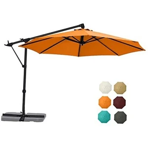  Cantilever Umbrella Offset Hanging Patio Umbrella with Base Stand 10FT Orange - Picture 1 of 7