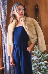 Janie And Jack Tan Faux Fur Bomber Coat - Picture 1 of 6