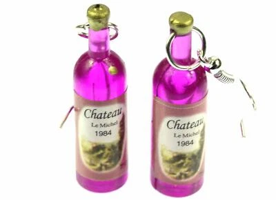 Pendientes Botellas Botella de Vino CHATEAU Miniblings Pendientes Mini Botella Rosa Foto 1 de 4