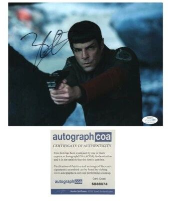 ZACHARY QUINTO SIGNED STAR TREK 8x10 AUTOGRAPHED SPOCK ACOA - Image 1 of 2
