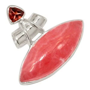 Natural Rhodochrosite Jelly & Garnet 925 Silver Pendant Jewelry ALLP-30368 - Picture 1 of 1