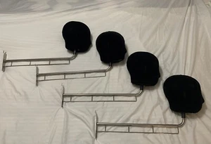 LOT OF 4 Hat Wig 18" Black Velvet Chrome Head STORE Display Slat wall Classy - Picture 1 of 15