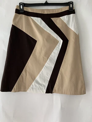 Falda SUNNY LEIGH marrón, caqui y blanca para mujer línea A totalmente forrada - talla 8 Foto 1 de 4