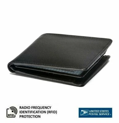 BERRERI 100% Genuine Mens Bifold Leather Wallet Multi Credit Card ID License Slim Black