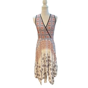 Shoshanna Mixed Print Silk Fit & Flare Dress with Boho Handkerchief Hem Size 10 - Picture 1 of 12
