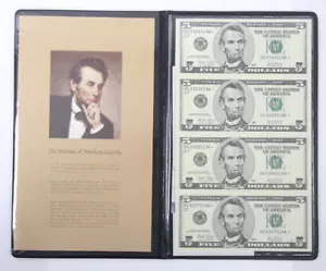 2003 $5 Federal Reserve Note Uncut Sheet of 4 - Picture 1 of 4