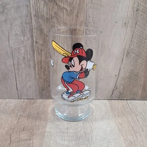 Mickey Mouse Baseball Glass Cup Collectible Disney Vintage 80's Pedestal Jumbo - Picture 1 of 7