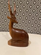 Vintage Wooden Gazelle Antelope Statue Figurine African Hand Carved Retro Art